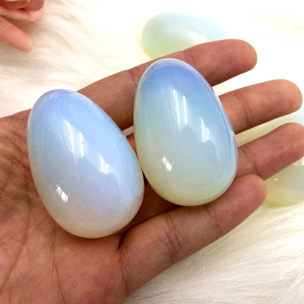 

An Made Opal Egg Figurine Crystal Statue Decorion Crystal Craft Reiki Healing +Free Pedestal