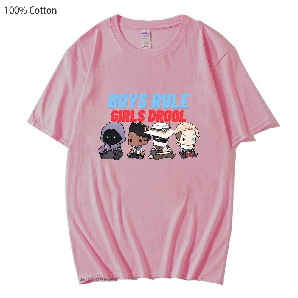 Футболка Valorant милая мультяшная рубашка Omen Cypher Sova для мальчиков и девочек топы