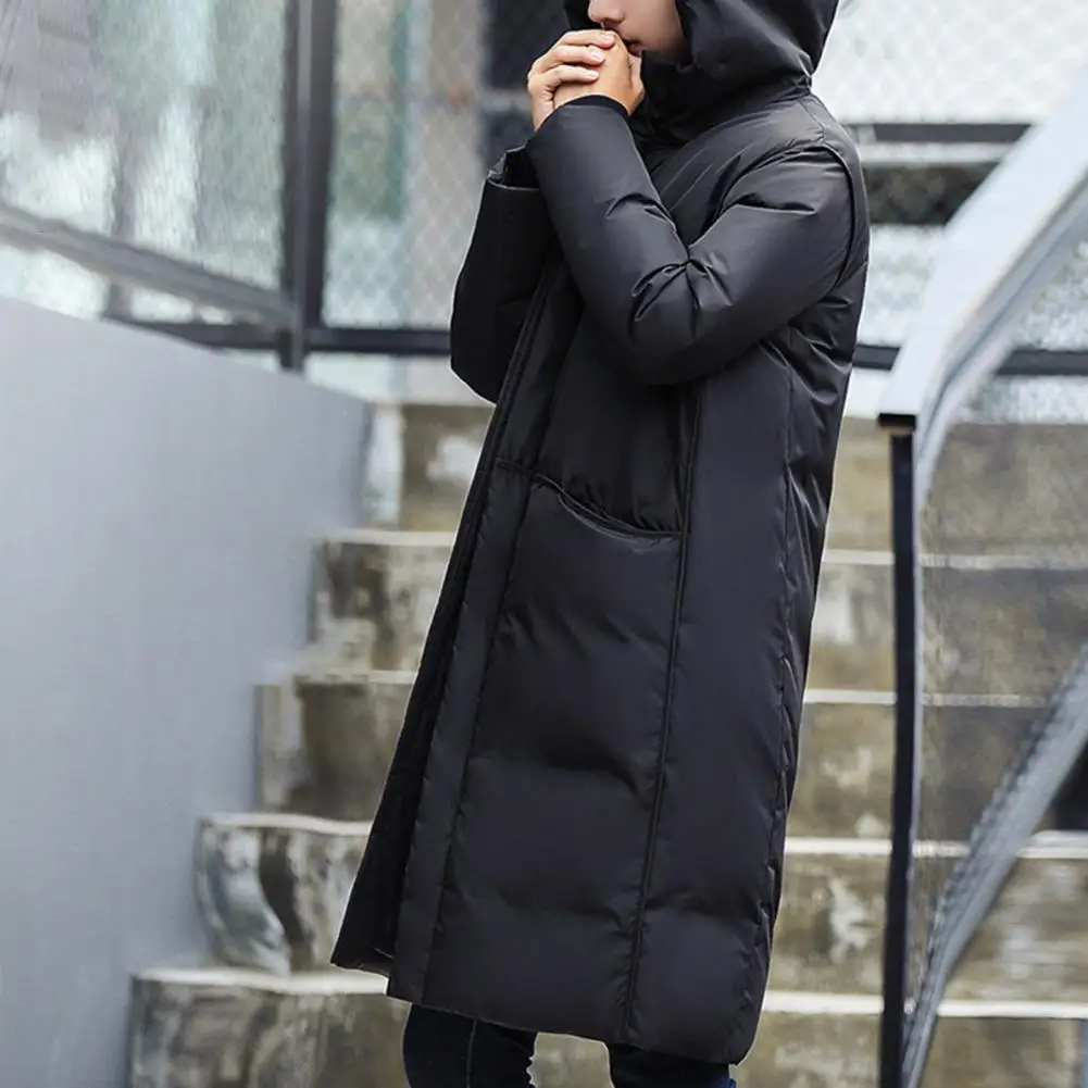 Trendy Men Windbreaker Anti Loose Fill Washable Windproof Fluffy Filling Overcoat  Super Soft Men Coat Streetwear