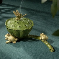 all copper ornaments lotus pond frog sound incense stove household decorations copper crafts tea room study copper stove gifts