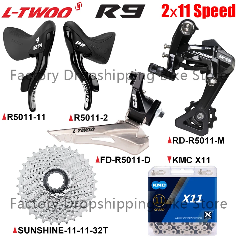 

LTWOO R9 2X11 Speed Bicycle Derailleur Groupset 11V Shifter Levers SUNSHINE 28T 32T Cassette Sprocket VG 11S Chain Bike Parts