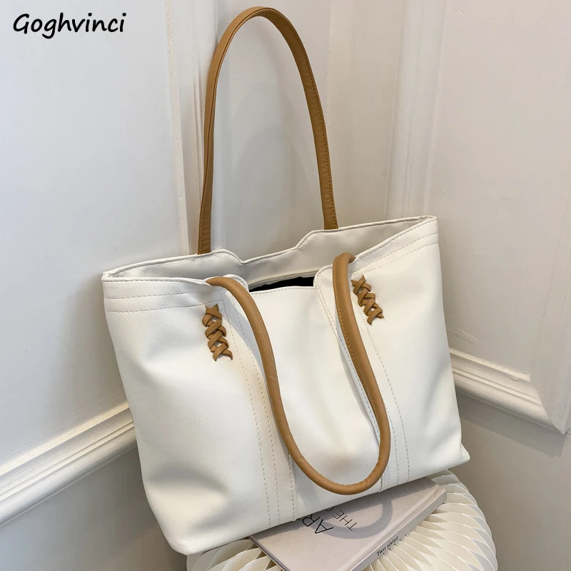 

Women Shoulder Bags Large Capacity Zipper Shopping Totes Daily All-match PU Leather Handbags Ladies Fashion Simple Underarm Bag