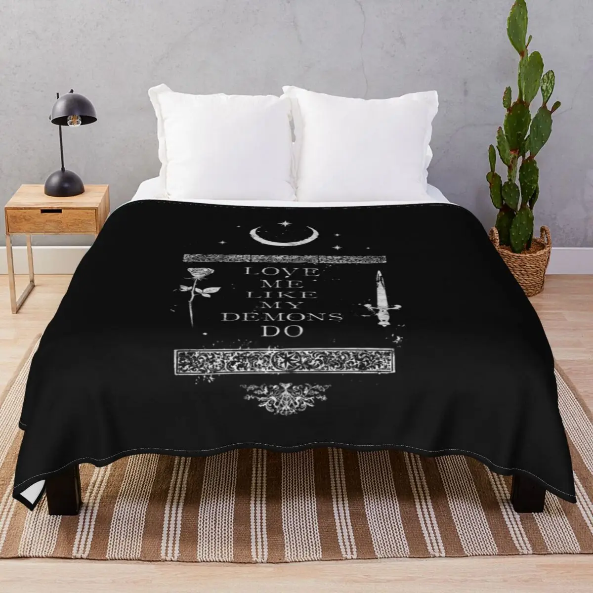 Occult Gothic Witch Moon Blankets Flannel Plush Print Comfortable Unisex Throw Blanket for Bedding Sofa Travel Cinema