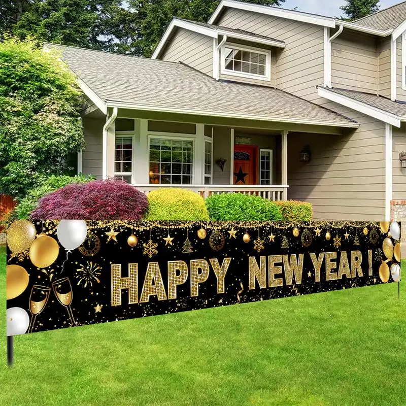 Черный/красный золотой с Новым годом 2025 баннер Navidad Natal Noel уличные флаги декор для