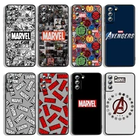 marvel logo avengers for samsung galaxy s22 s21 s20 fe ultra s10e s10 s9 s8 s7 s6 edge plus black soft phone case capa