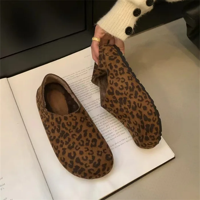 Повседневная женская обувь без шнуровки мягкие лоферы с круглым носком и мехом