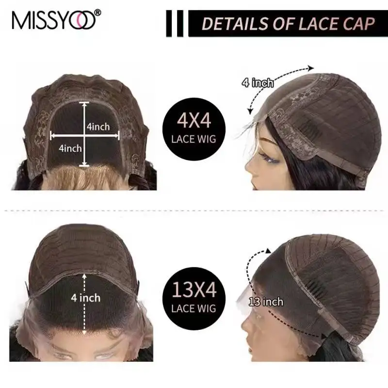 Honey Brown Human Hair Wigs 4# Straight 4x4 Lace Closure Wig With Baby Hair For Black Women Brazilian Remy Hair Front Lace Wigs