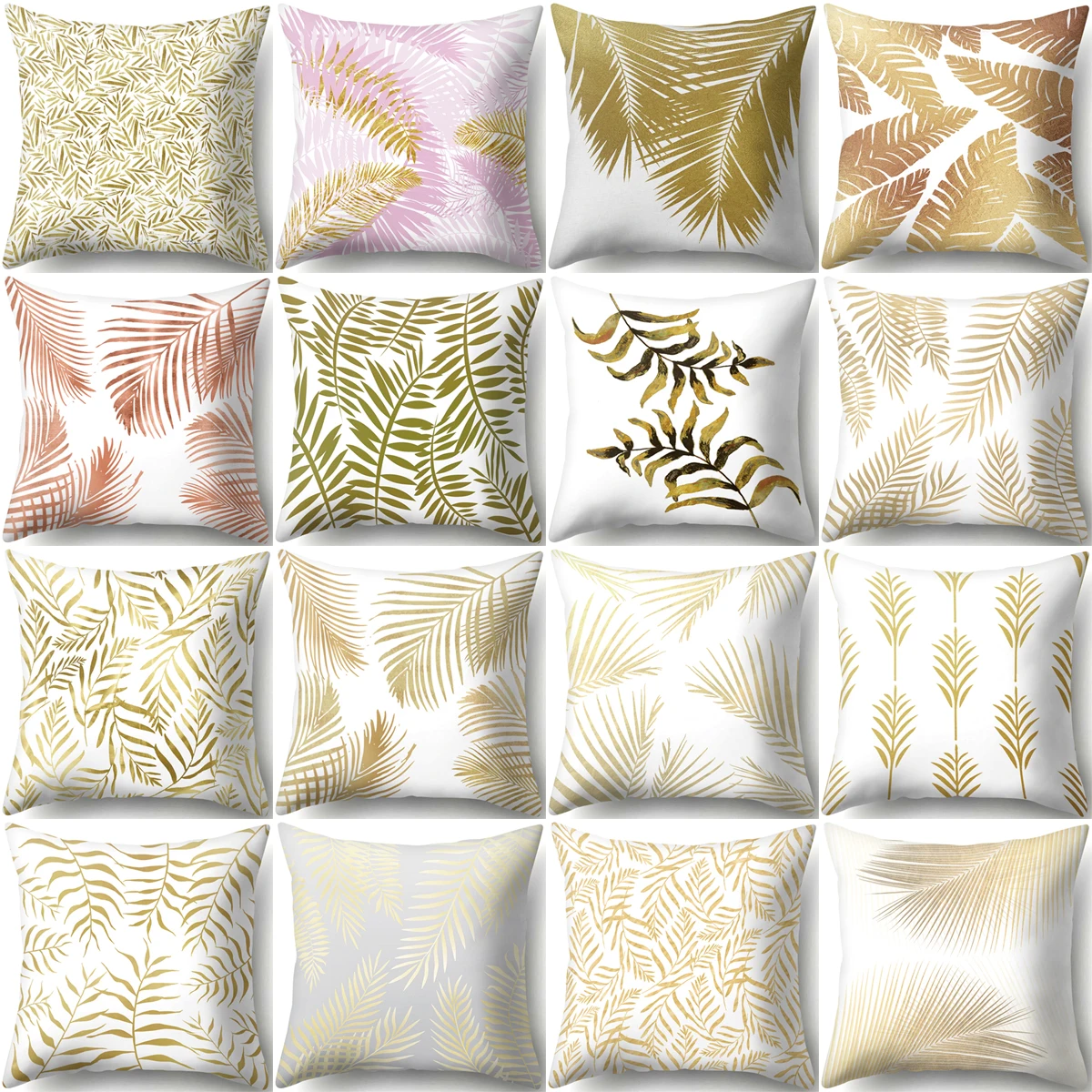 

ZHENHE Stamping Creative Leaves Pillow Case Home Decoration Cushion Cover Bedroom Sofa Decor Pillow Cover 18x18 Inch