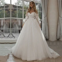 glitter wedding dresses puff sleeve appliques lace 3d flowers off shoulder tulle boho bride gown 2021 vestidos de novia