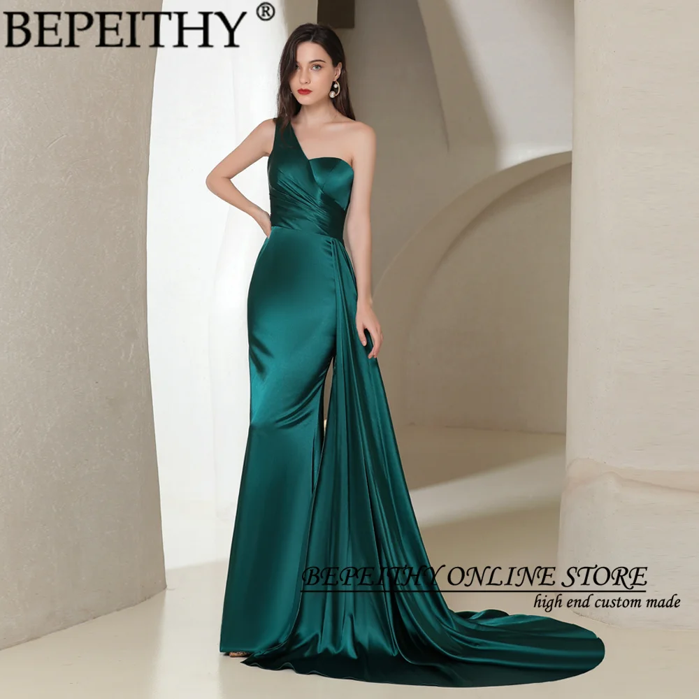 

BEPEITHY One Shoulder Mermaid Evening Dresses 2022 New Arrival Sweetheart Formal Prom Party Gowns Robe De Soiree Custom Made