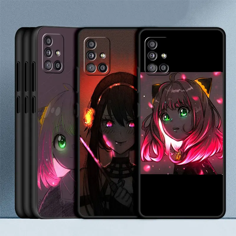 

Case for Samsung Galaxy A32 A34 A52 4G A12 A33 A30 A72 A22 5G A54 A13 A14 A51 Silione Black Cover Shell Anime Neon Spy×Family