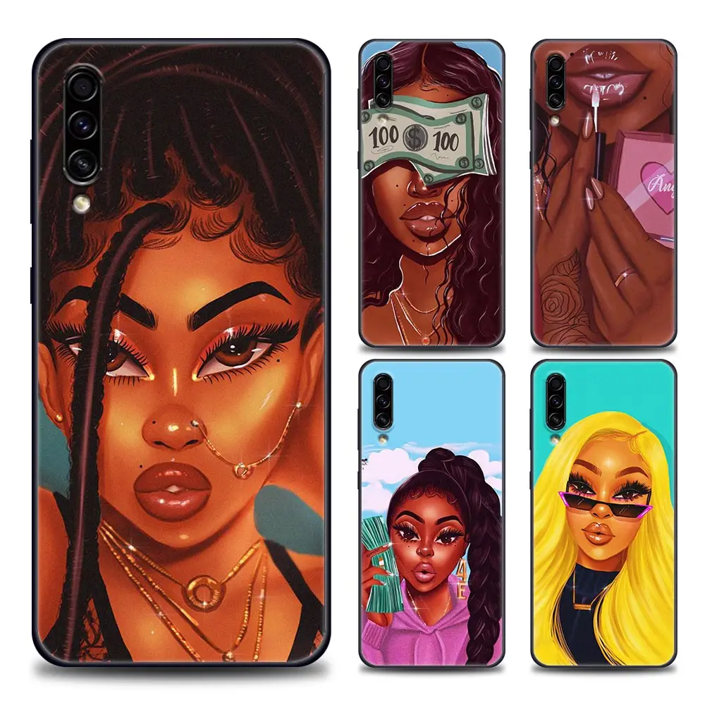 

Silicone Case For Samsung Galaxy A10 A30s A40 A50 s A60 A70 A80 F41 F52 F12 A7 A9 2018 Soft Cover Art African Black Girl Melanin