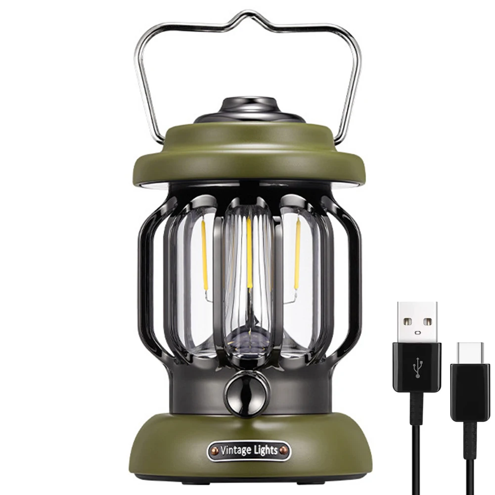 

Retro Hanging Camping Lights Garden Lantern Dimmerable Tent Rechargeable Emergency Lamp LED for Outdoor Portable Light