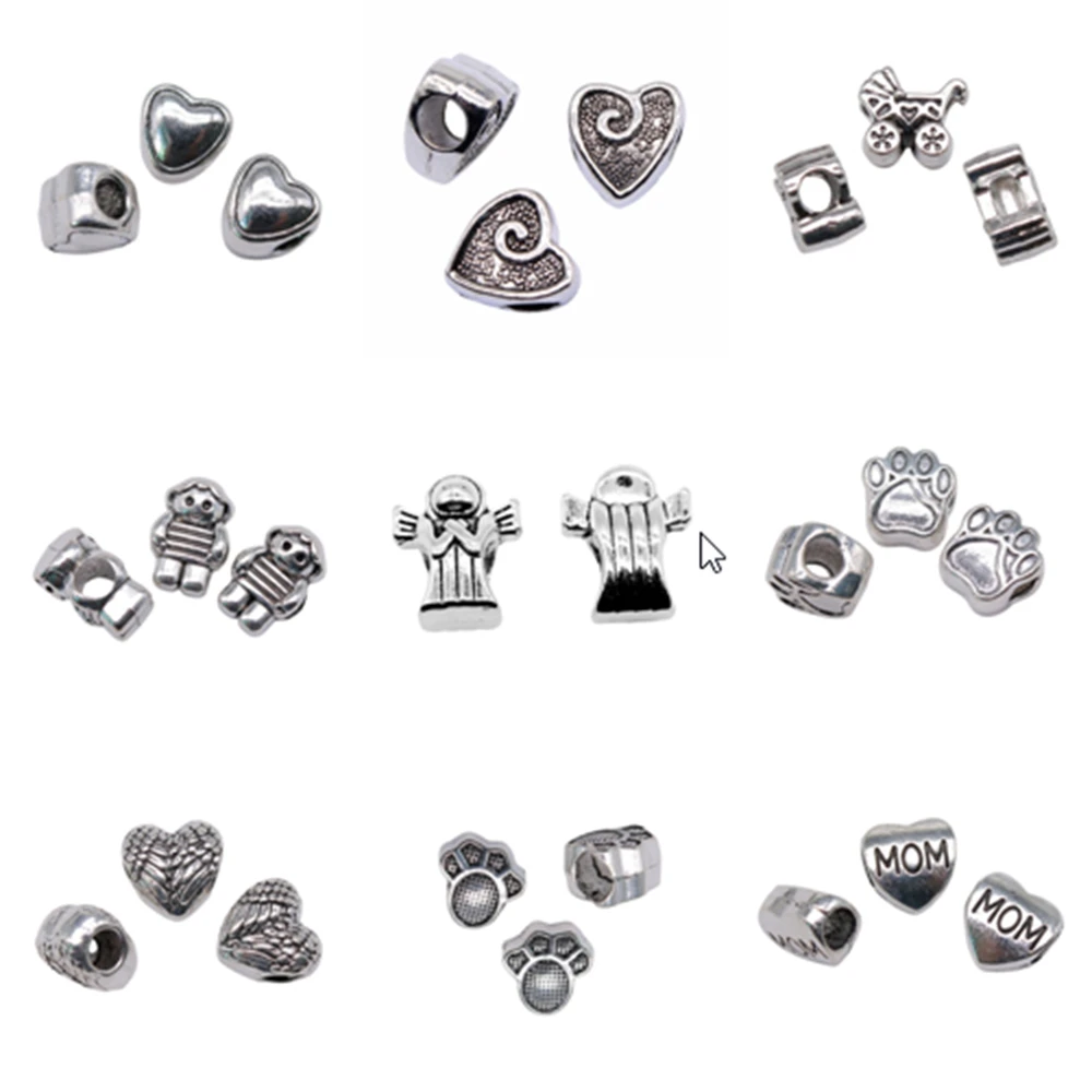 

Бусины с большими отверстиями в виде символов, подвески для ювелирных изделий «сделай сам»