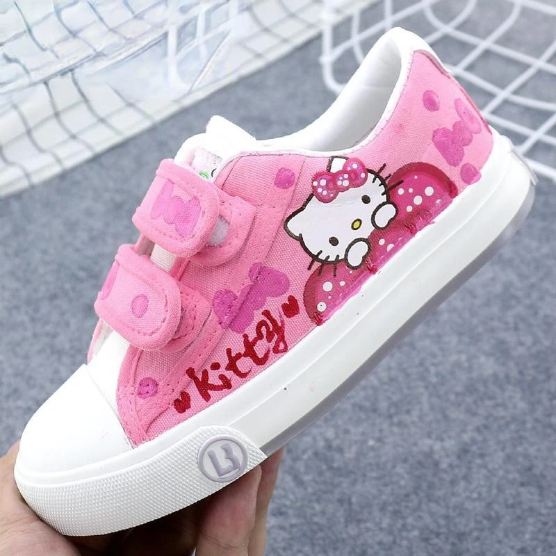 

Текстильные туфли TAKARA TOMY Hello Kitty, обувь для девочек и мальчиков, кожаные демисезонные низкие кроссовки, детская обувь принцессы