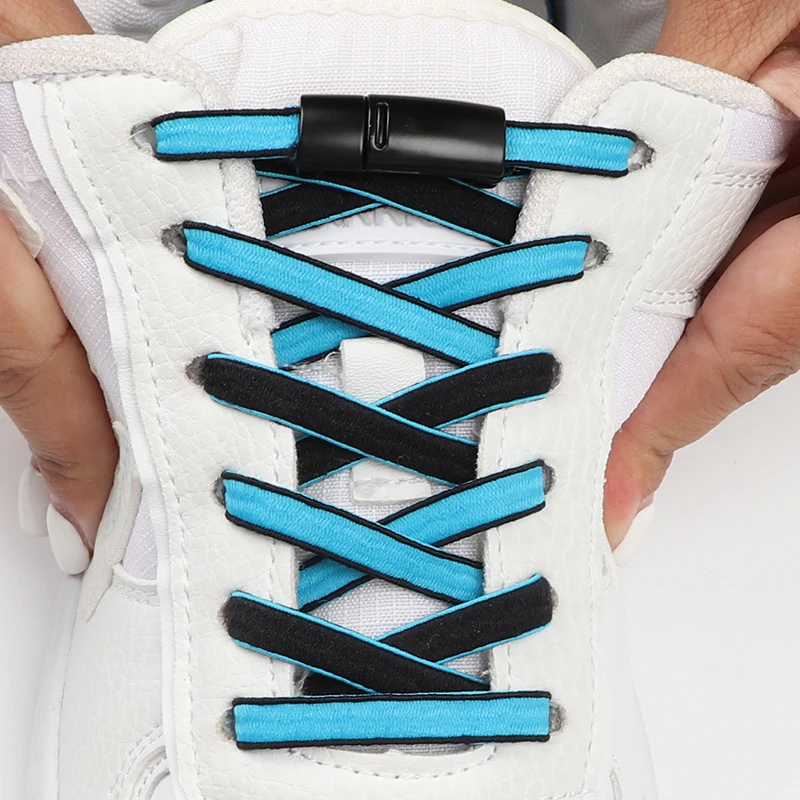

1 Pair Elastic Shoe Laces For Sneakers Oval Shoelaces Magnetic Metal Lock Safety Fast Lazy Shoelace Accessories Rubber band