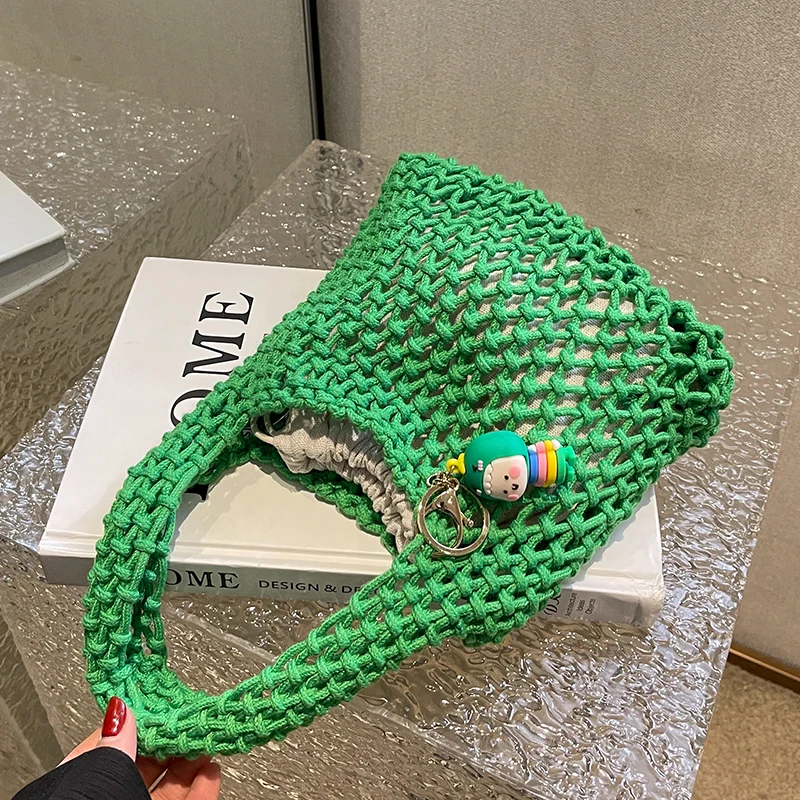 Summer straw bag for women small Woven Handmade Handbag Lady Tote Vacation Beach Bag shoulder bag Hollow out Shopping bag purse