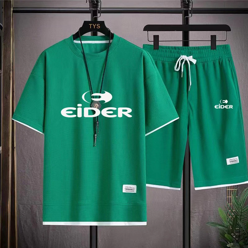 Summer men's sports set Fashion men's short sleeved T-shirt+sports shorts set Men's casual jogging sports set