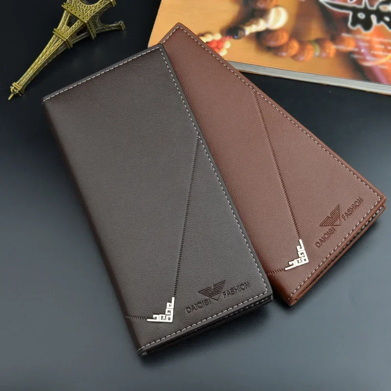 

New Hot Men PU Leather Wallets Men's Long Design Causal Purses Male Folding Wallet Coin Card Holders High Quality Slim Money Bag