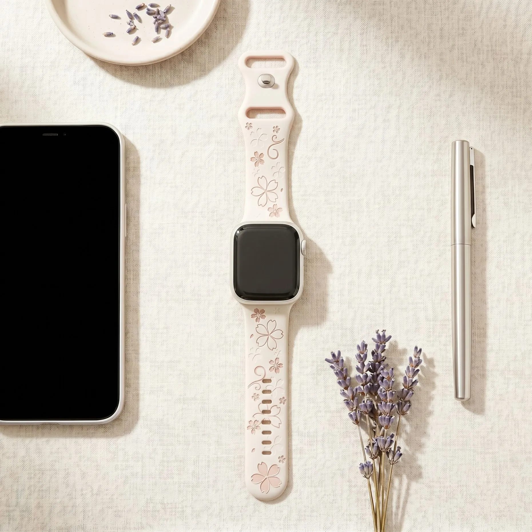 Ремешок с цветочным узором для Apple Watch, 44 мм, 42 мм, 40 мм, 41454649 мм, силиконовый браслет Correa Series 11, 10, 9, 8, 7, SE, 6, 5, Ultra (art.: 3920da72c9dfe) - 3920da72c9dfe