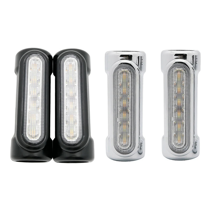 

2 Pair Motorcycle Led Highway Bar Switchback Driving Light/Turn Signal Light - Black & Silver
