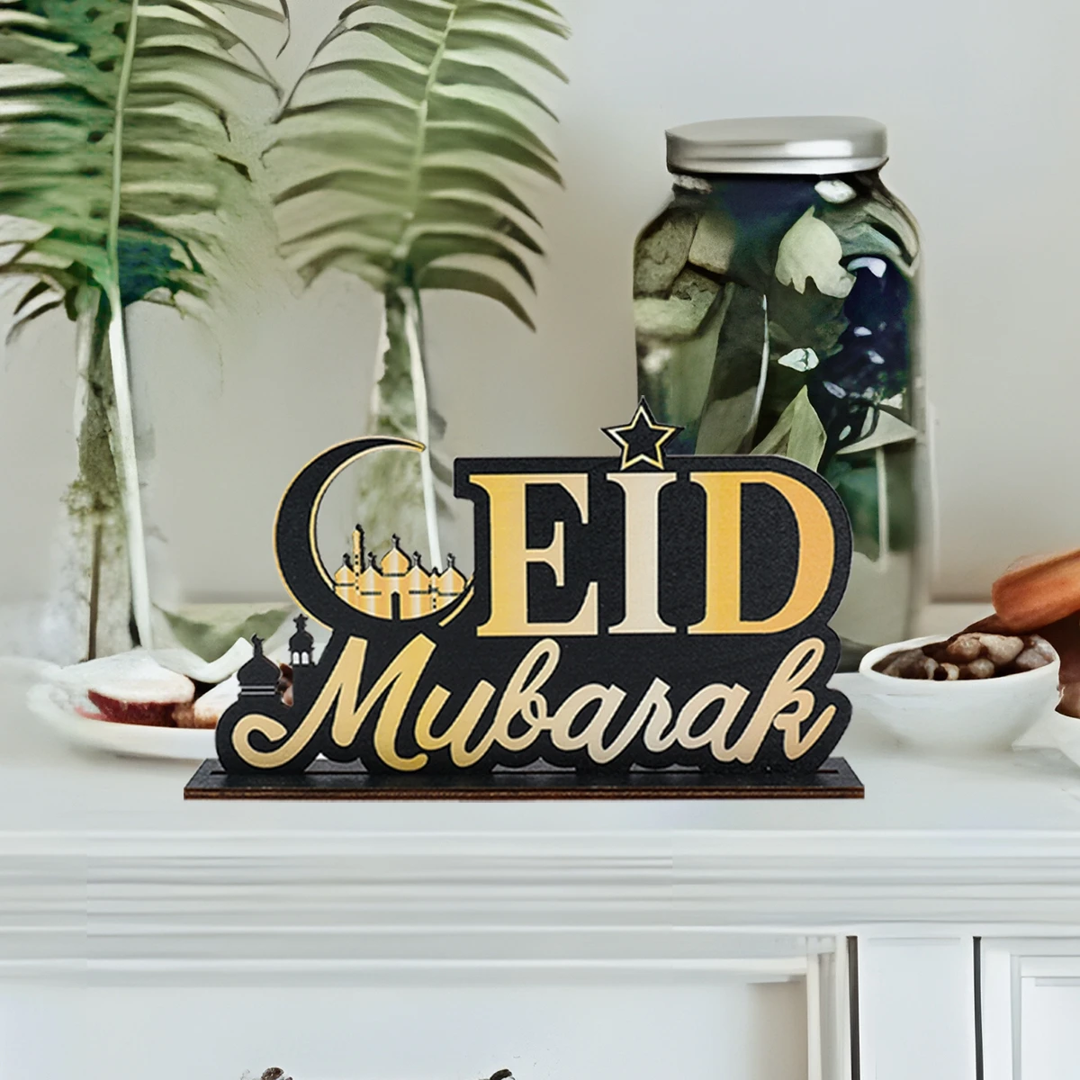 Eid Mubarak деревянные украшения для дома 2024 Рамадан кареем исламское мусульманское