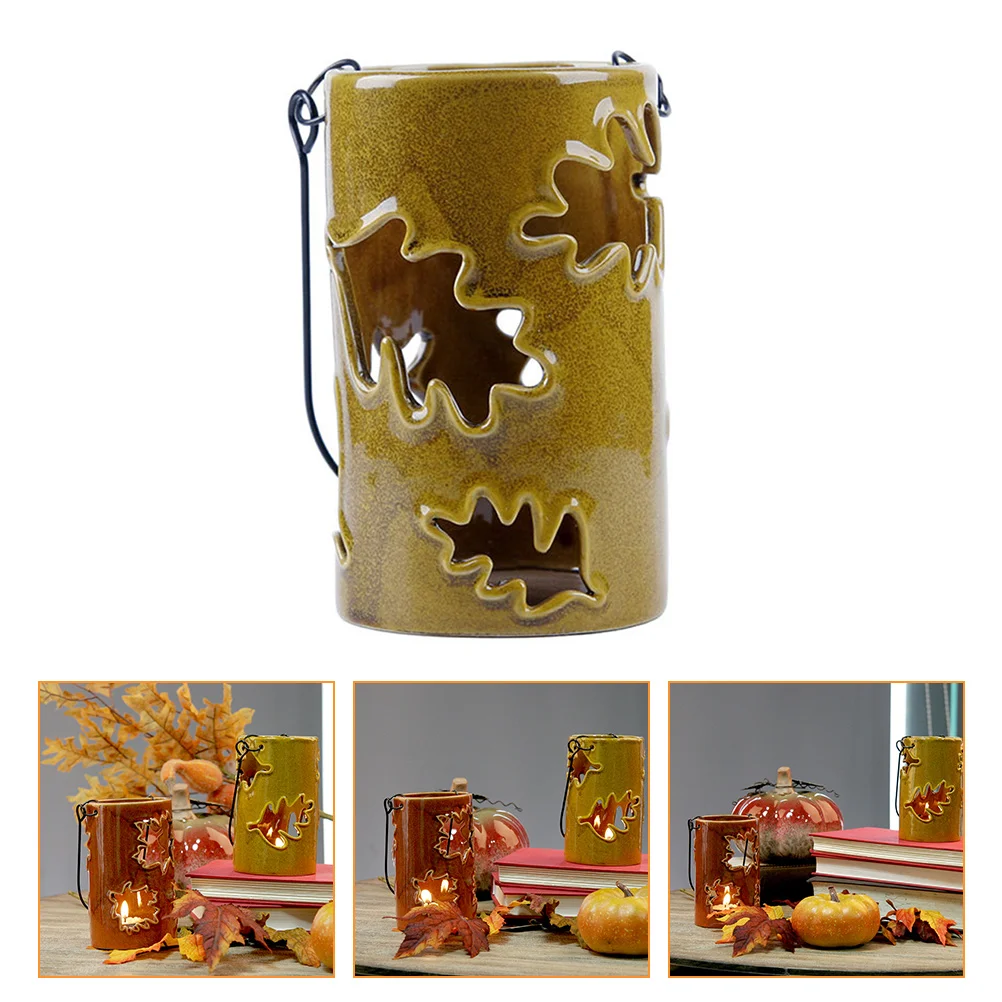 

Harvest Festival Holder Ceramic Base Maple Leaves Candlestick
