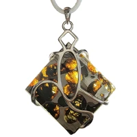 serico kenya olive meteorite pendant natural meteorite material necklace stone iron meteorite slice specimen pendant