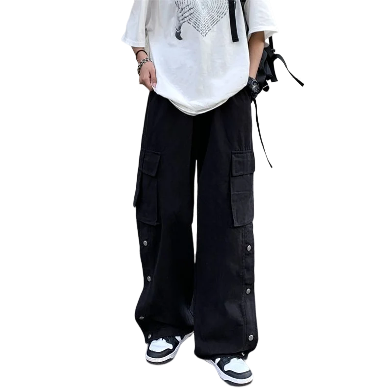 

Men Women Cargo Pants Clothing Grunge Harajuku Loose Button Cuffs Wide Leg Multiple Pockets Unisex Korean Fashion y2k Streetwear