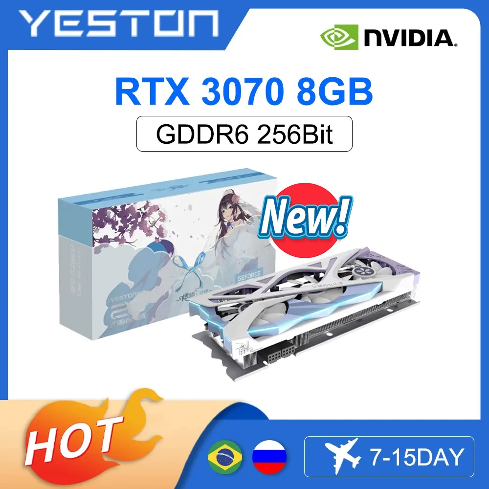 YESTON New RTX3070 rtx 3070 8G 8GB Graphics Card 14Gbps 8+8PIN 8NM 256bit GDDR6 GPU NVIDIA Video Card GPU Gaming placa de vídeo