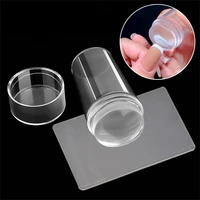 nail art transparent silicone stamper enail stamping kit french for manicure plate stamp stencil template seal stamper scraper