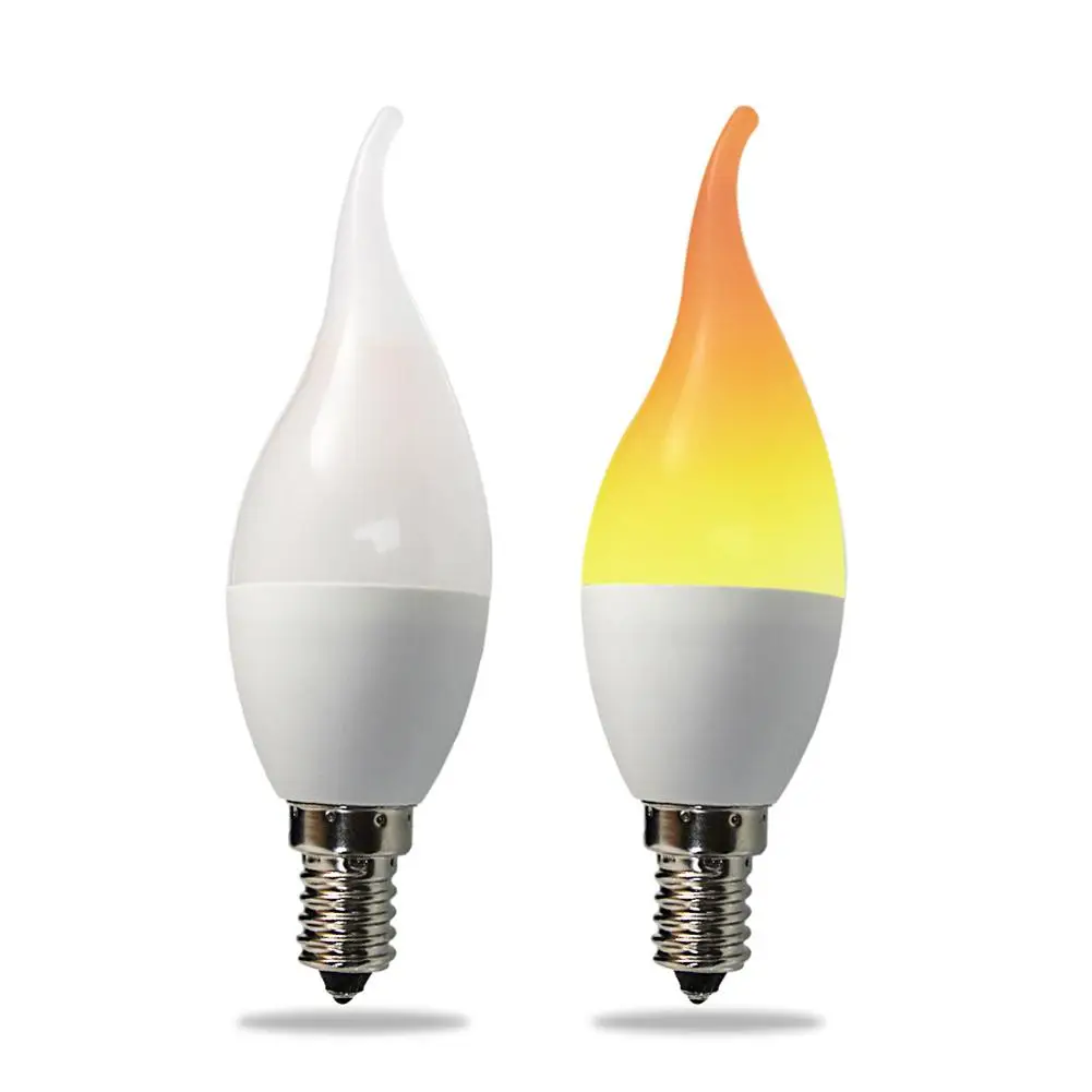 

39 SMD 2835 LED Light E14 3W Flame Effect Lighting Lamp Indoor Emulation Fire Flickering Bulbs Anti-UV Tail Home Decoration