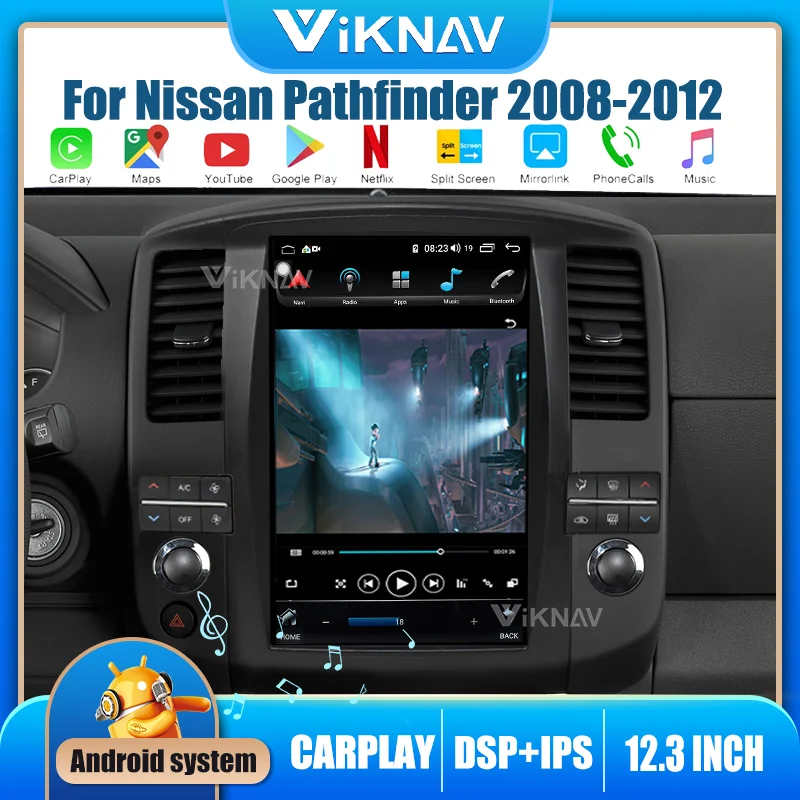 Radio con GPS para coche, reproductor multimedia con Android, 128GB, pantalla, Audio estéreo, 2DIN, para Nissan Pathfinder 2008-2012