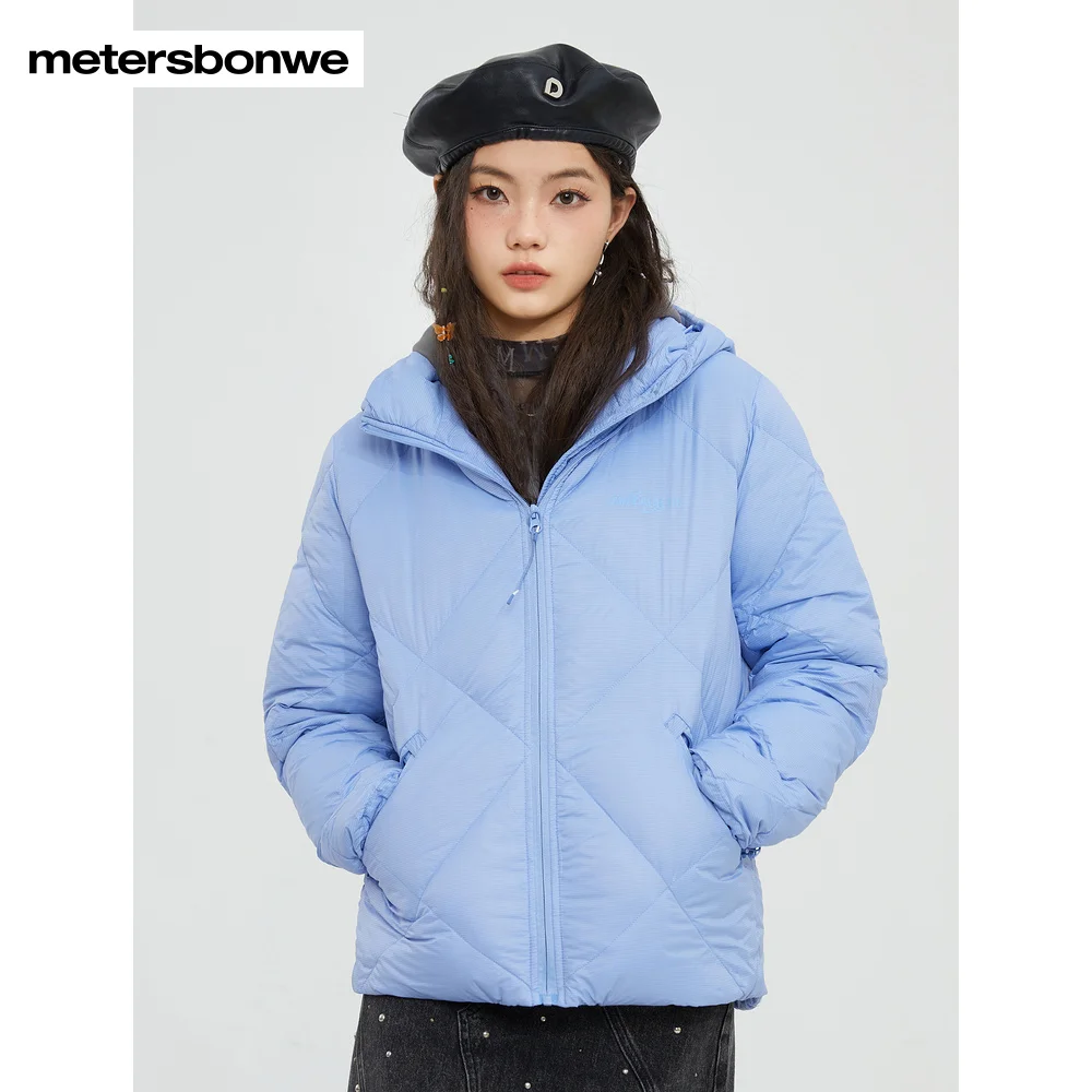 Metersbonwe Women Graphene Fabric Solid Color Warm Down Wear With Hooded 90%Duck Down Ultralight Thin Early Winter Down Jackets