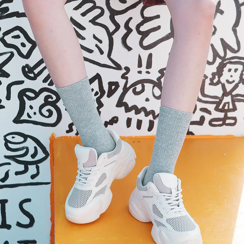 1 Pairs Men Socks Plain Cotton Work Sport Winter Summer White Black Warm Basketball Male Elegant High Quality Running