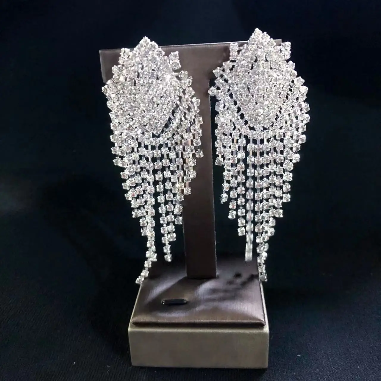 Large Rhinestone Earrings Fashion Statement glittering crystal large Dangling Earrings women's nightclub Party Wedding Jewelry images - 6