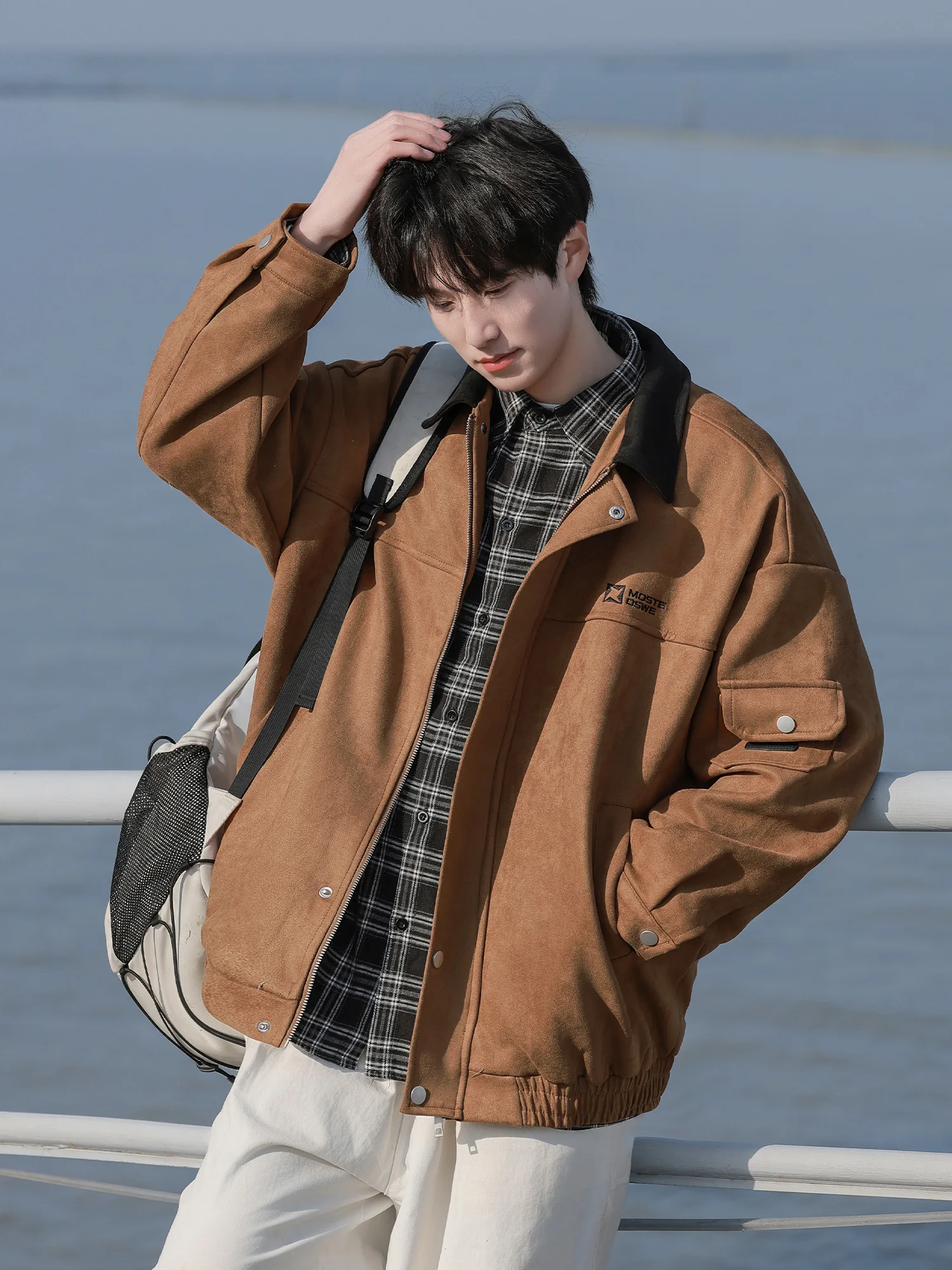 Хлопковая замшевая верхняя одежда Senma мужская весенне-осенняя новая