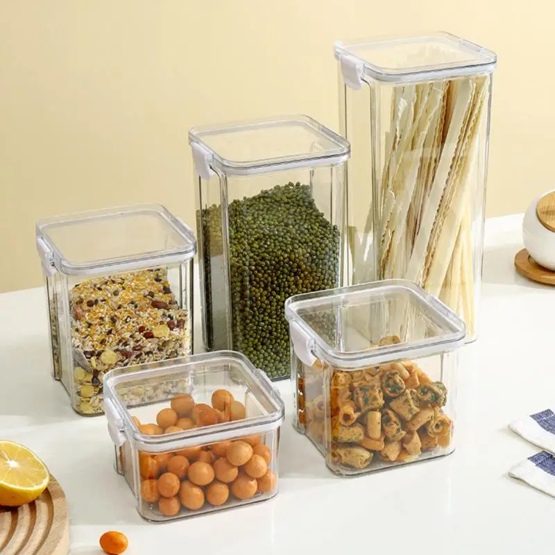 

With Lid Sealed Cans Sealed Ring Bottles Food Preservation Box Kitchen Storage Box Grains Food Transparent Box Keep Fresh Jars