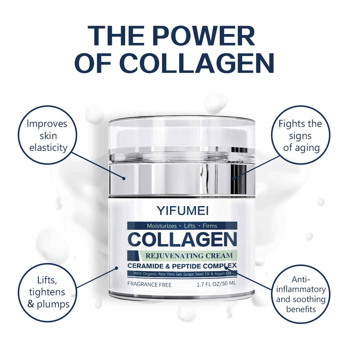 Фото Омолаживающий коллагеновый крем, укрепляющий лифтинг, против старения, морщин, дневной и ночной увлажняющий коллагеновый комплексный крем с пептидами №2