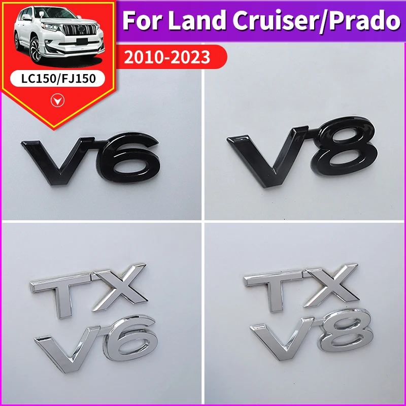 

For Toyota LAND CRUISER 200 Prado 120 150 Car Logo Displacement V8/TX/TXL/5.7/V6/Black Letter Sticker Car Decoration Accessories
