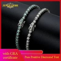 jewepisode 100 925 sterling silver 4 6ct 3mm real moissanite tennis bracelet for women men luxury charms fine jewelry bracelets