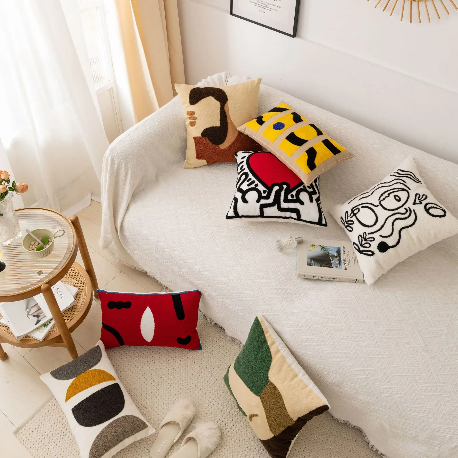

Roller Cotton Embroidered Pillow Cover Sofa Cushion Cover