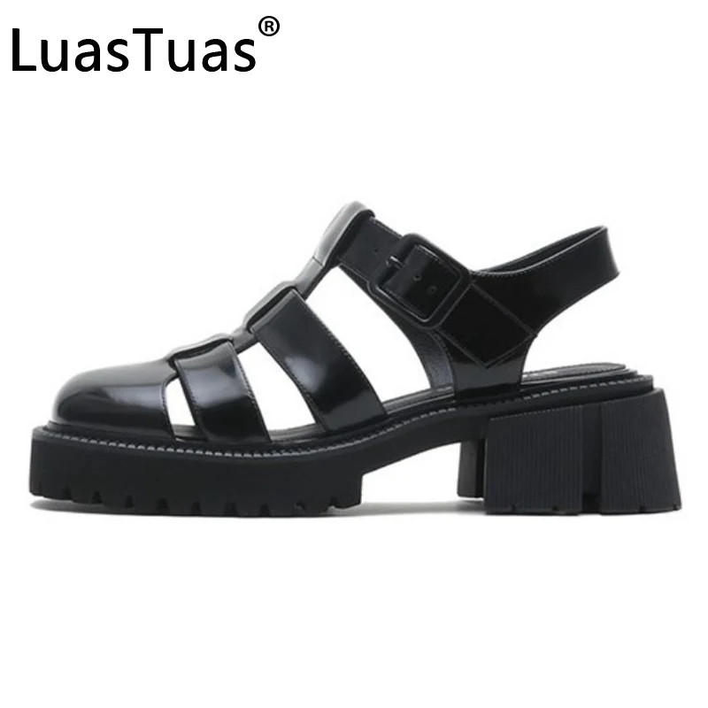 

LuasTuas New Arrivals Sandals Women Real Leather Buckle Fashion Summer Shoes Women Ins Vacation Daily Footwear Size 34-40