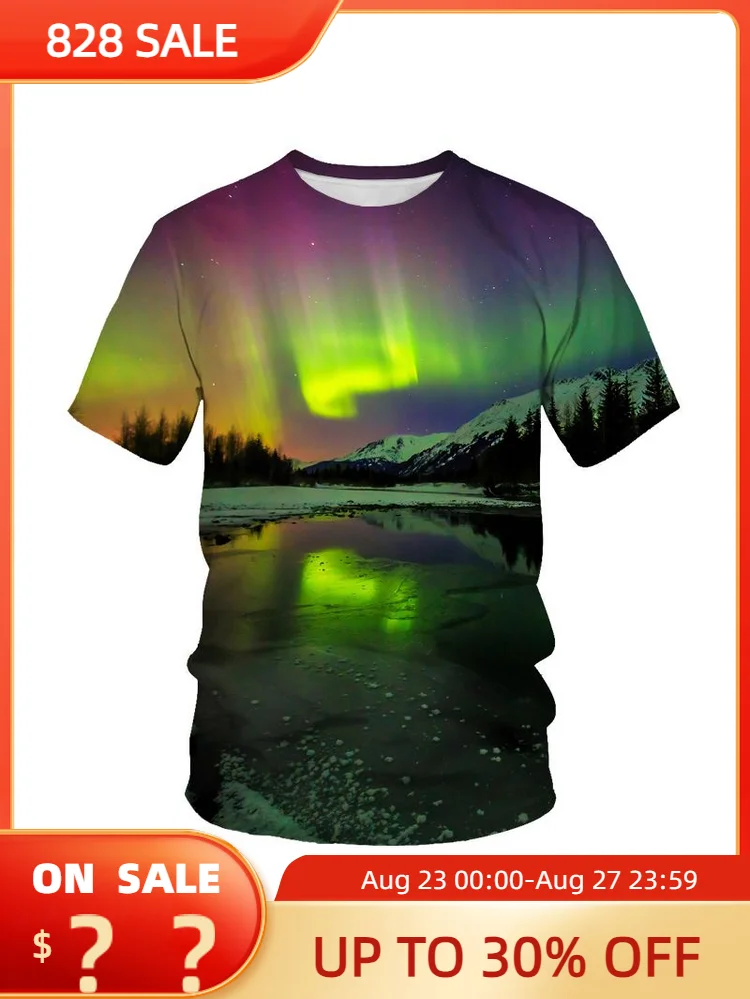 

Футболка мужская с 3D-принтом природы, Повседневная рубашка с рисунком звездного неба, топ с круглым вырезом и коротким рукавом, с рисунком романа, лето