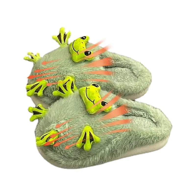 

Winter Slippers For Women Cozy Frog Slipper Indoor Shoes Frog Slipper Indoor Shoes Slip-On Winter Slippers Fluffy And Warm