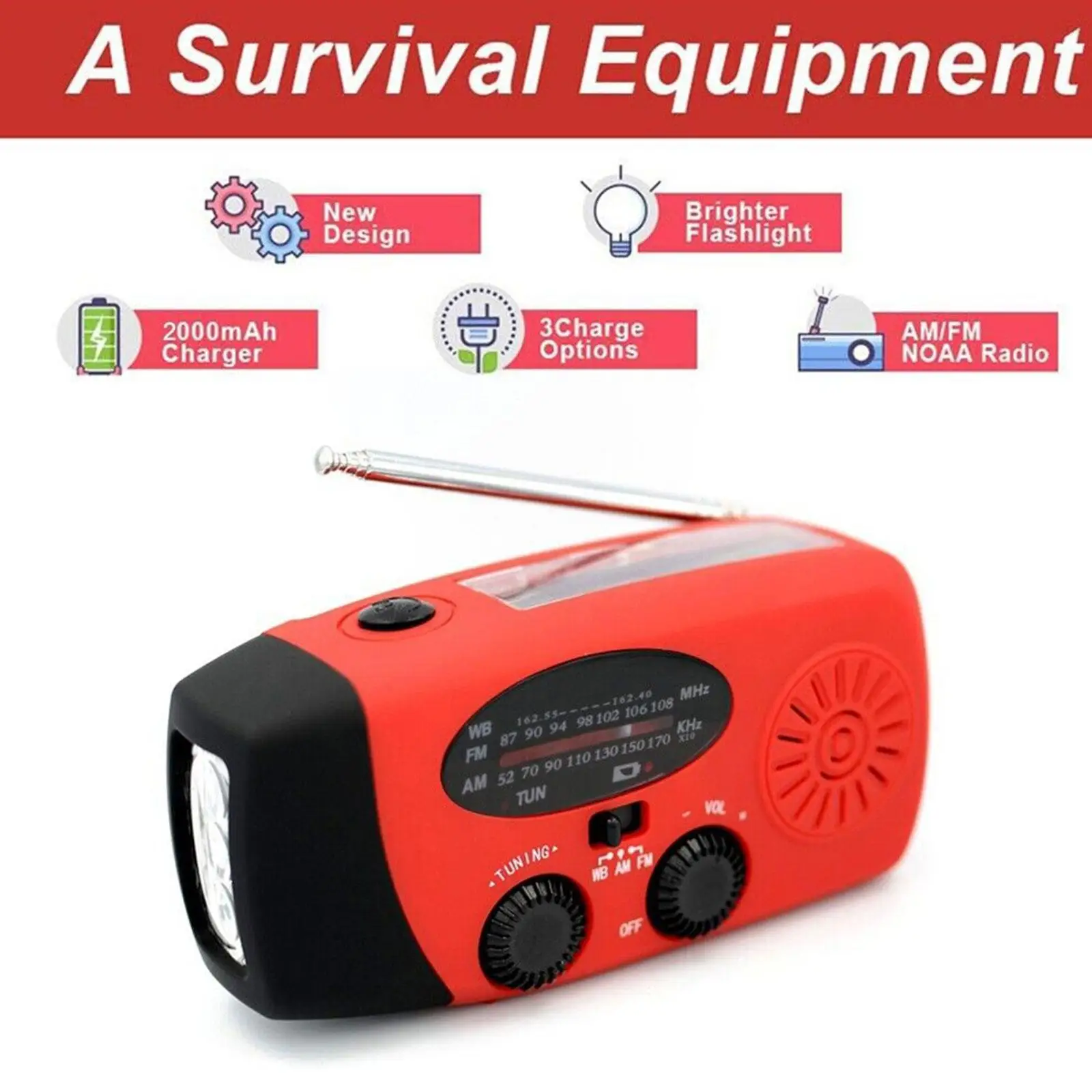 Солнечный Аварийный радиоприемник AM / FM/NOAA USB-приемник с ручкой портативное