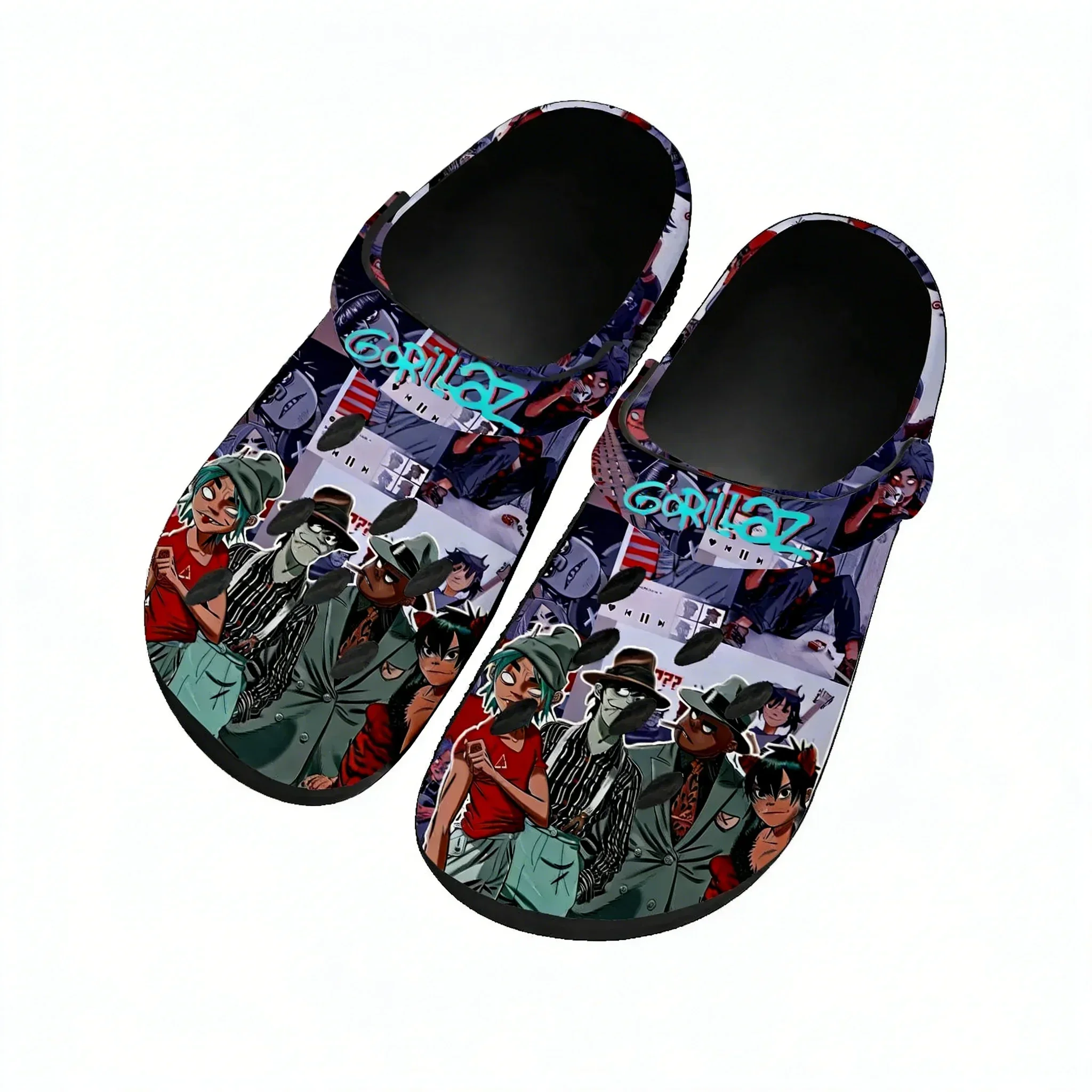 Фото Сандалии G-Gorillazs Home Custom для женщин и подростков, модные, для воды, с принтом рок-группы, дышащие, удобные, пляжные, с отверстиями, тапочки №4