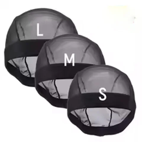 Лот эластичных бесклеевых шапочек для изготовления париков, эластичные сетчатые куполообразные шапочки для париков для женщин, дышащие сетки для волос, черные S/M/L