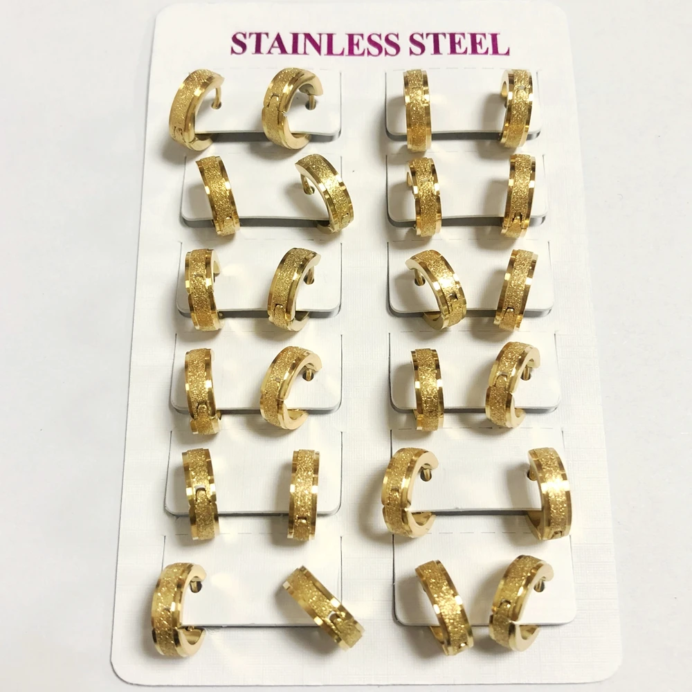 

12 пар/партия, серьги-кольца из нержавеющей стали