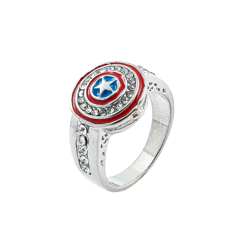 Кольца с щитом Капитана Америки оружием Marvel для женщин стразы со льдом ювелирный